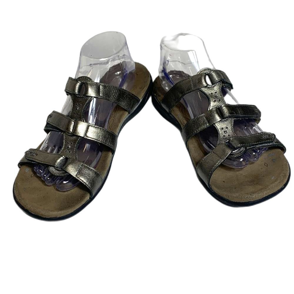 Taos Women's Bronze Metallic Leather Strappy Slide Comfort Sandal Size 11 - Picture 2 of 10